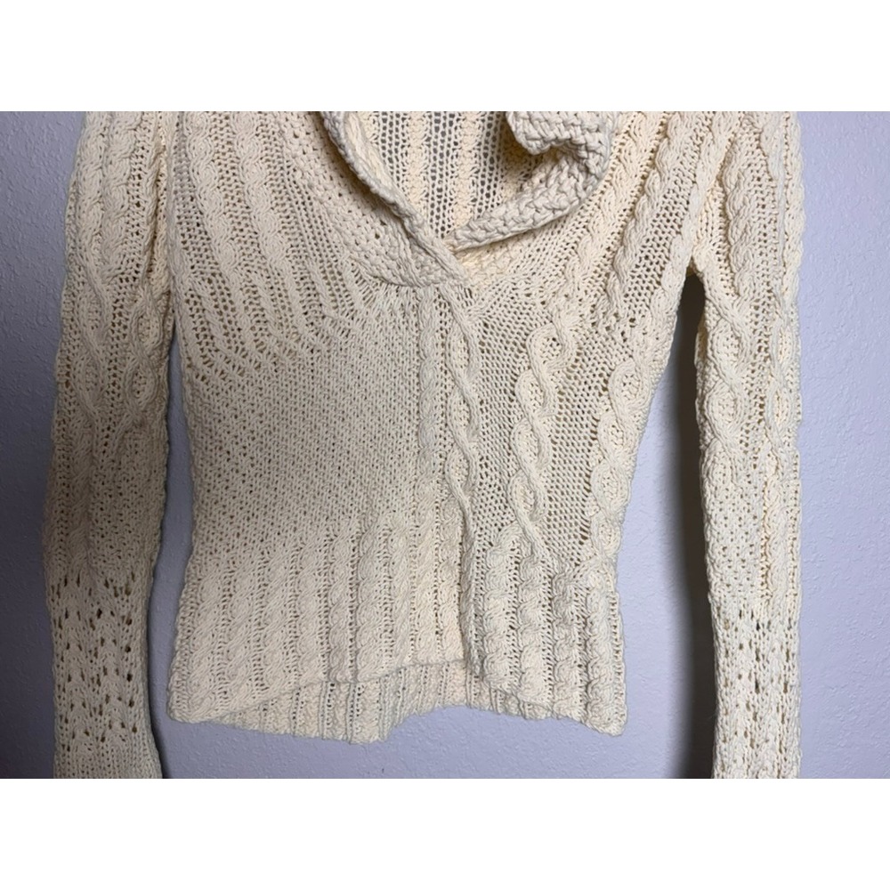 Sisters Sweater‎ Women's L Beige Cable Knit Cottagecore Rory Gilmore Bella Swan - Picture 8 of 8